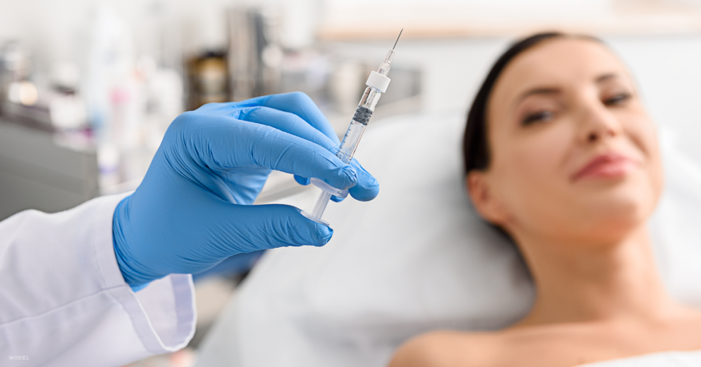 Patient receiving BOTOX injections from an injector.